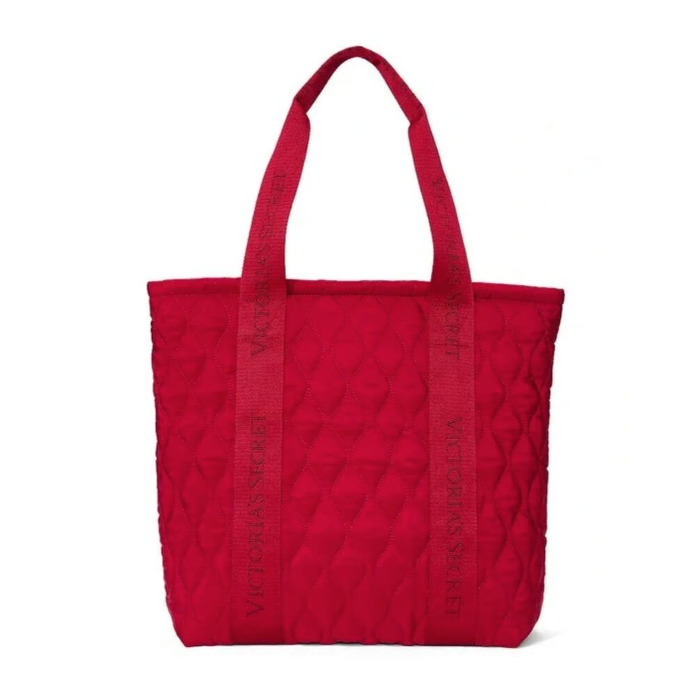 Victoria’s Secret Red Quilted Tote Bag Weekender - Picture 2 of 6